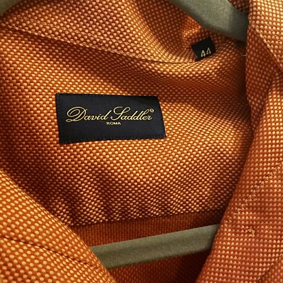 David Saddler Sz 44 Orange Darted Button Front - Picture 3 of 6